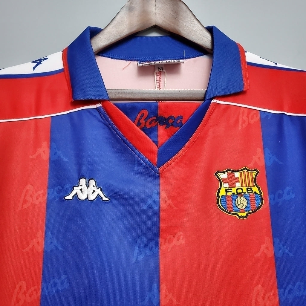 Camisa Barcelona Titular 92/95 - Azul e Vermelho