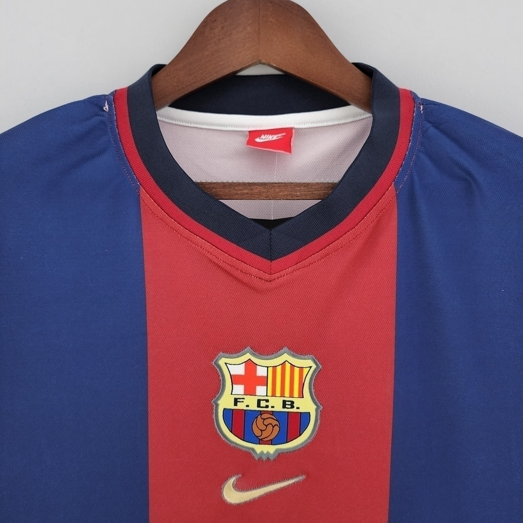 Camisa Barcelona Titular 98/99 - Azul e Vermelha