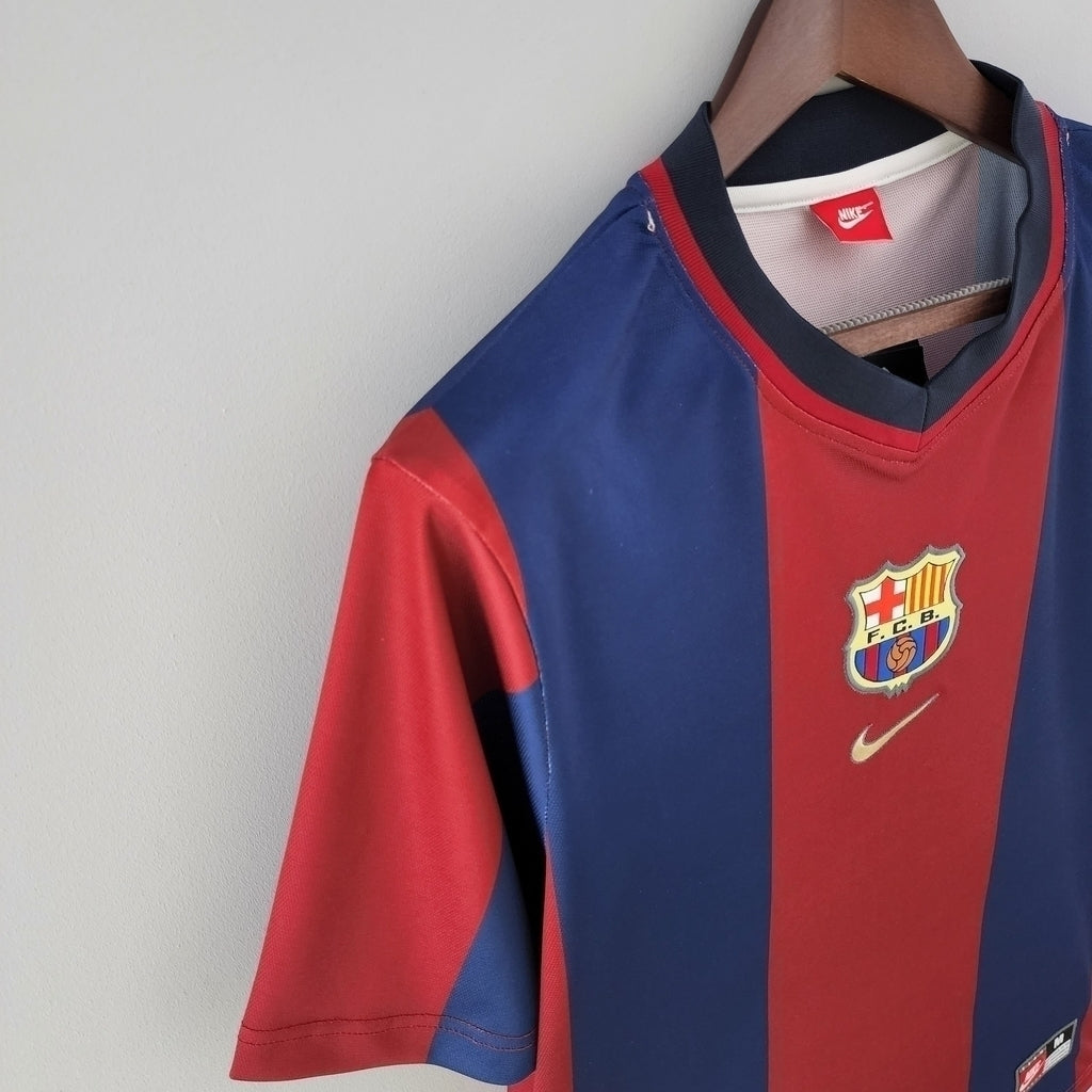 Camisa Barcelona Titular 98/99 - Azul e Vermelha