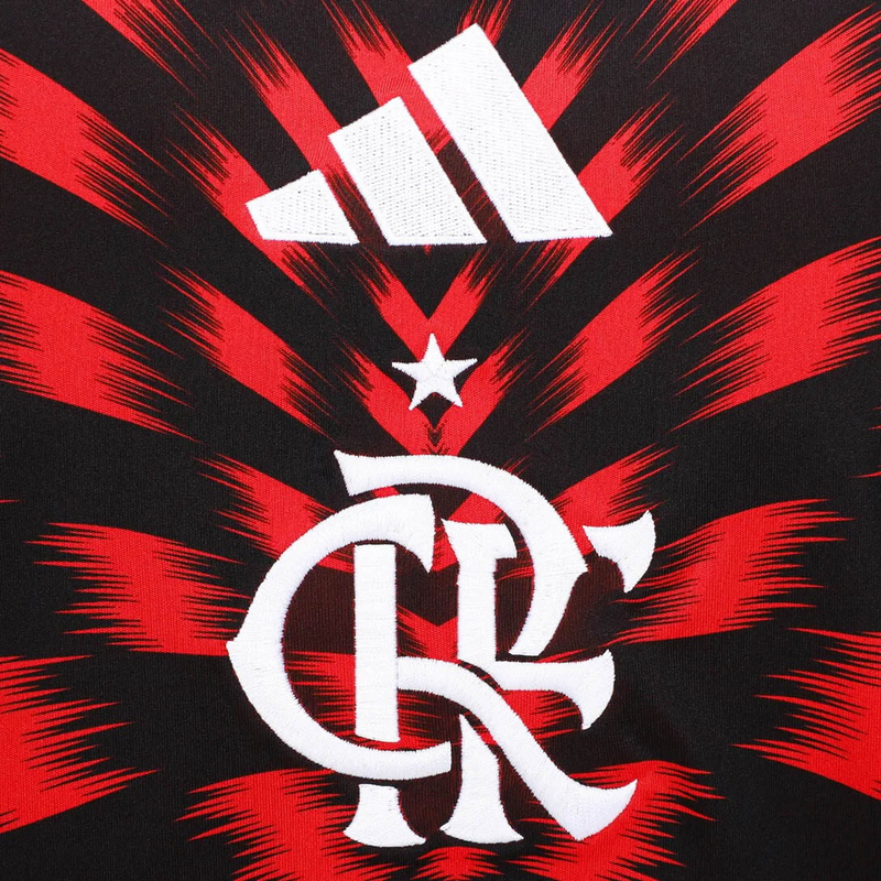 Camisa Flamengo Pré-jogo 25/26 - Feminina - Vermelha e preta - Central das Camisas