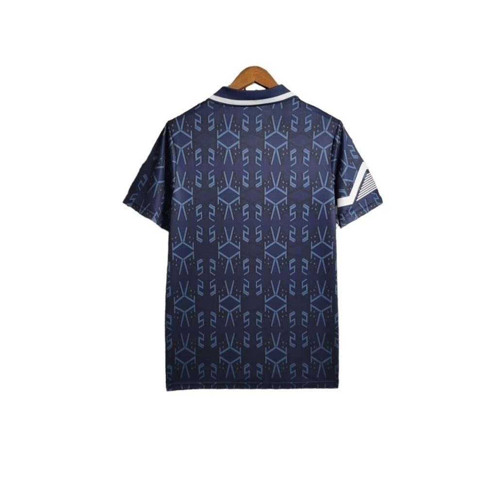Camisa Escócia II 1992/1993 - Masculina - Azul com detalhes em branco - Central das Camisas