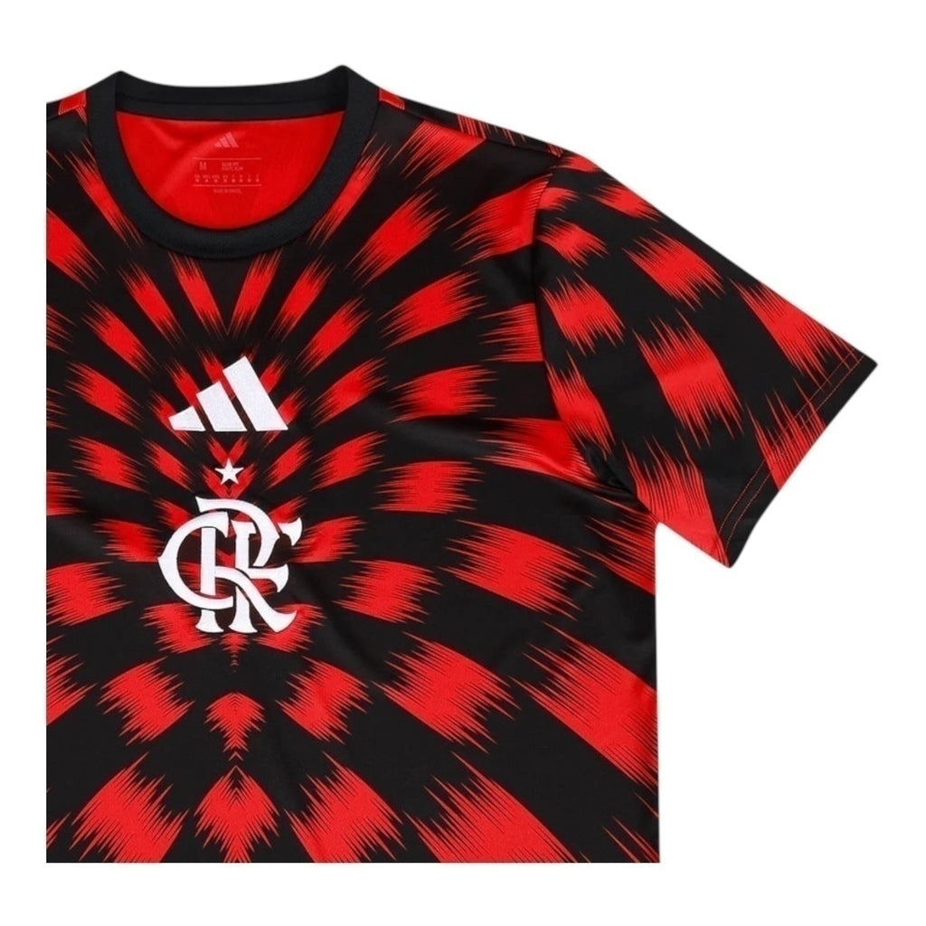 Camisa Flamengo Pré-jogo 25/26 - Feminina - Vermelha e preta - Central das Camisas
