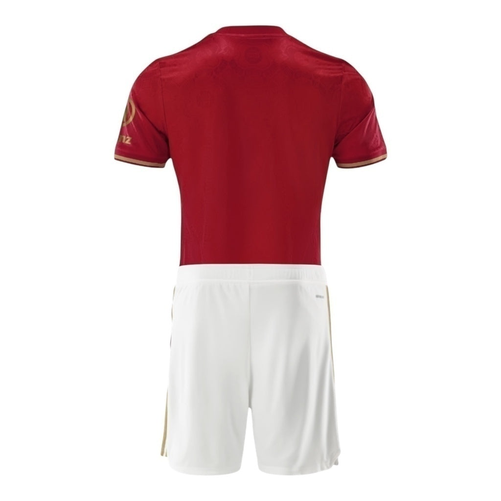 Kit Infantil Inspirado Bayern de Munique Edição especial Aniversário 125 anos 25/26 - Vinho com detalhes em dourado Central das Camisas