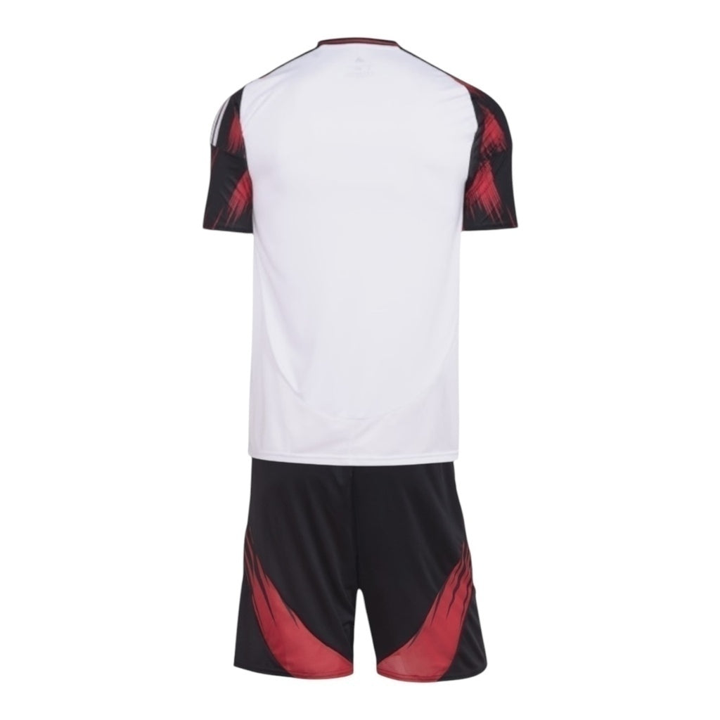 Kit Infantil Inspirado Flamengo II 25/26 - Branco e preto com detalhes em vermelho Central das Camisas