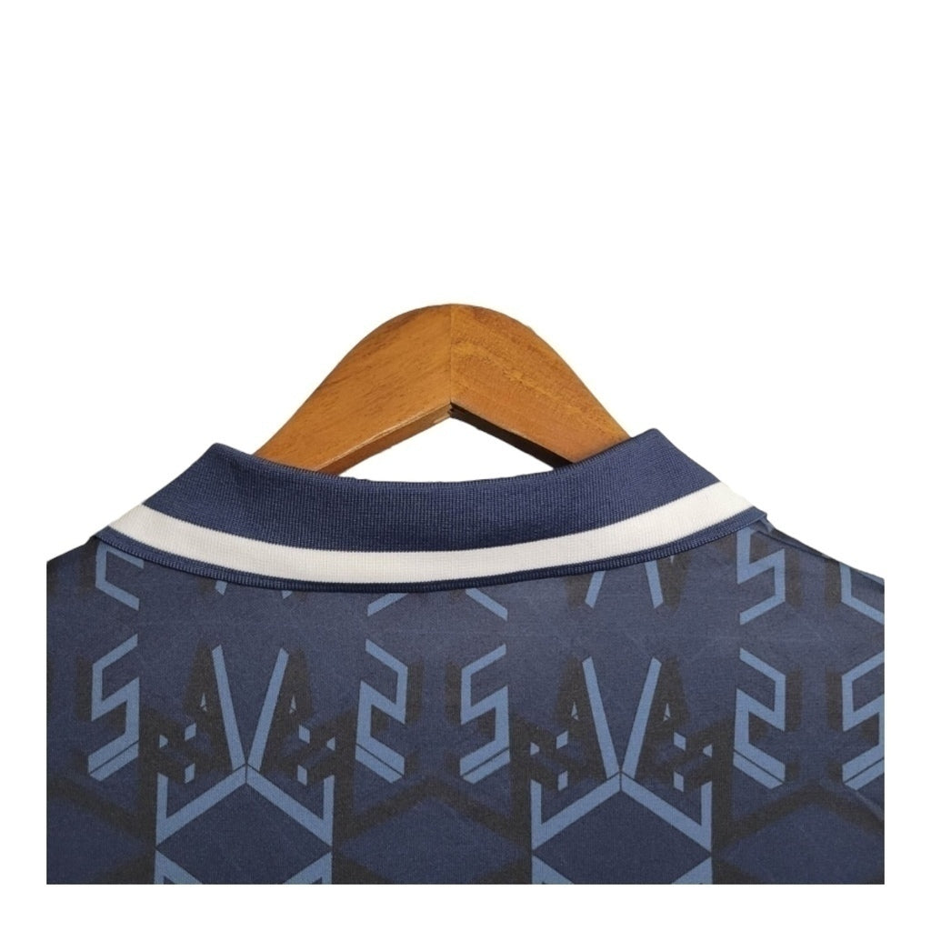 Camisa Escócia II 1992/1993 - Masculina - Azul com detalhes em branco - Central das Camisas