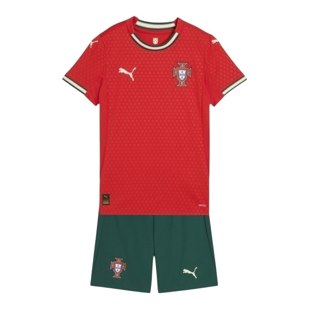Kit Infantil Inspirado Seleção Portugal I 25/26 - Vermelho e verde Central das Camisas