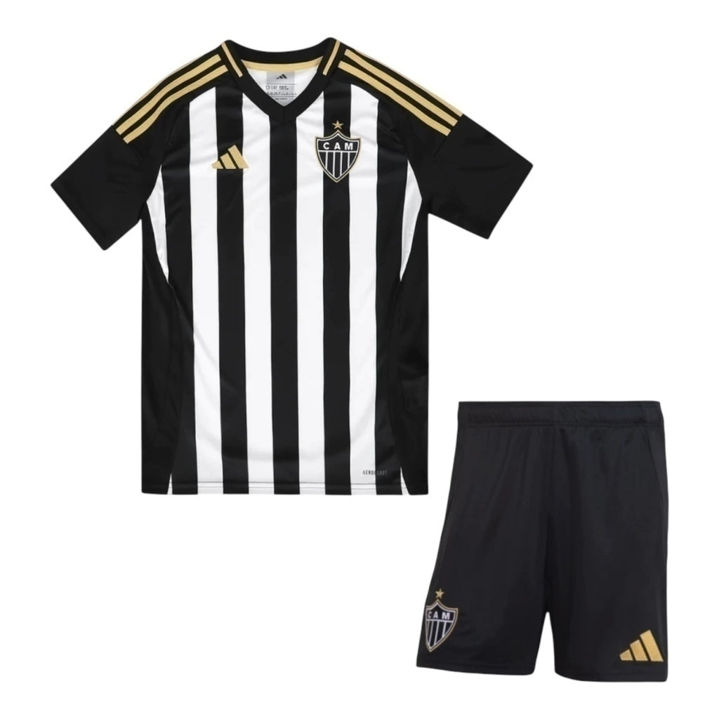 Kit Infantil Atlético Mineiro I 25/26 - Branco e preto - Central das Camisas