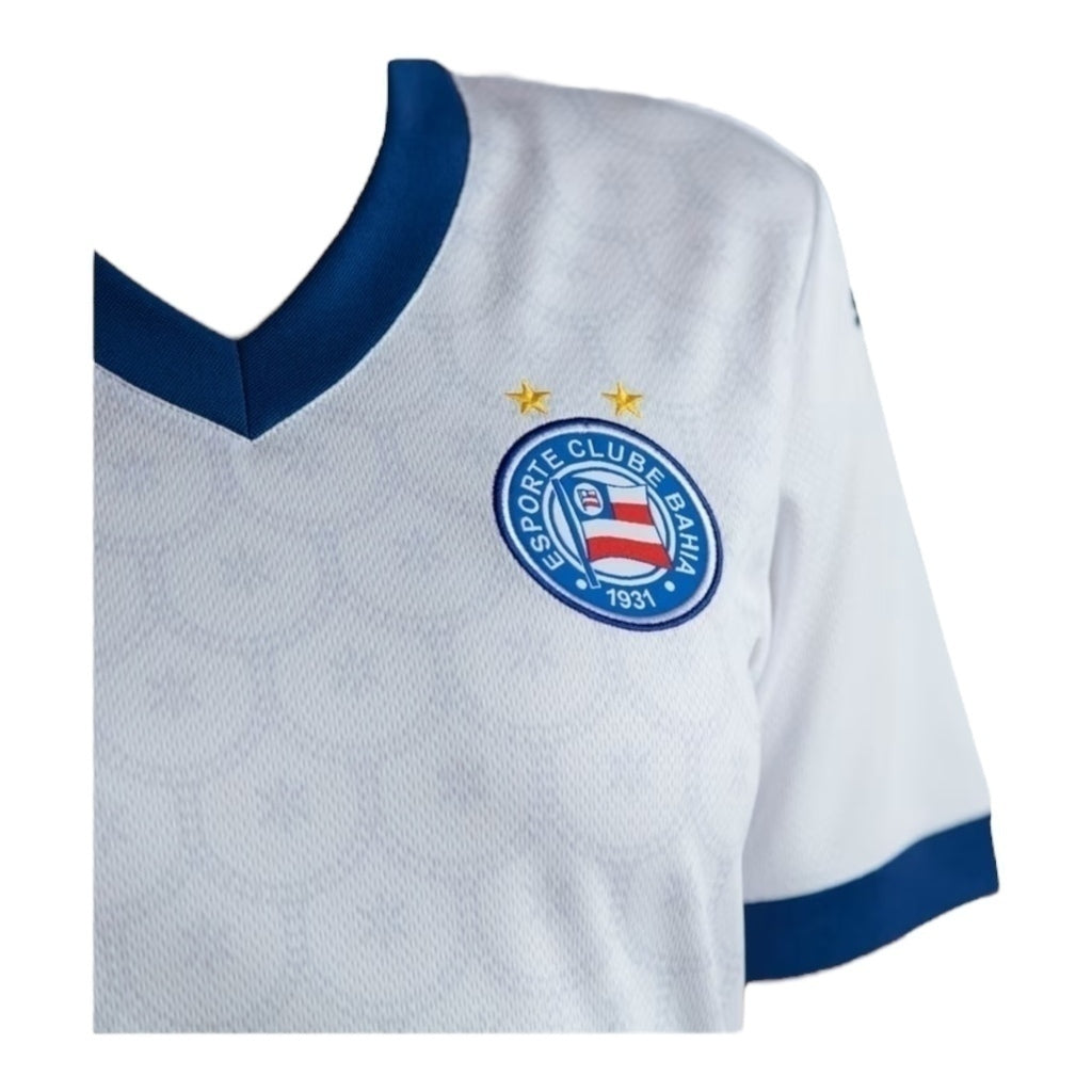Camisa Inspirada Bahia I 25/26 - Torcedor Feminina - Branca com detalhes em azul Central das Camisas