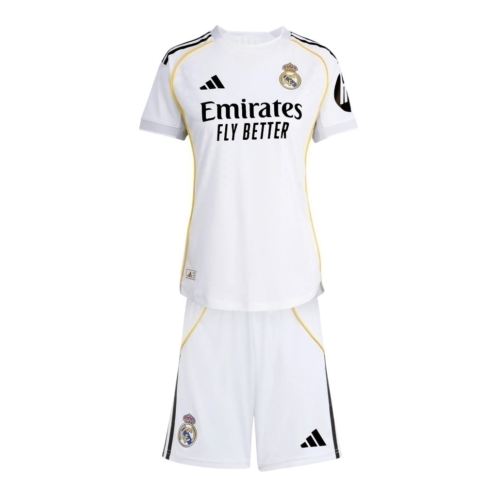 Kit Infantil Real Madrid I 25/26 - Branco - Central das Camisas
