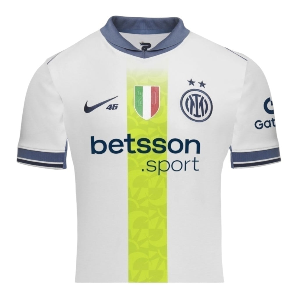 Camisa Inter de Milão Edição especial VR46 II 24/25 - Torcedor Masculina - Branca com detalhes em azul - Central das Camisas