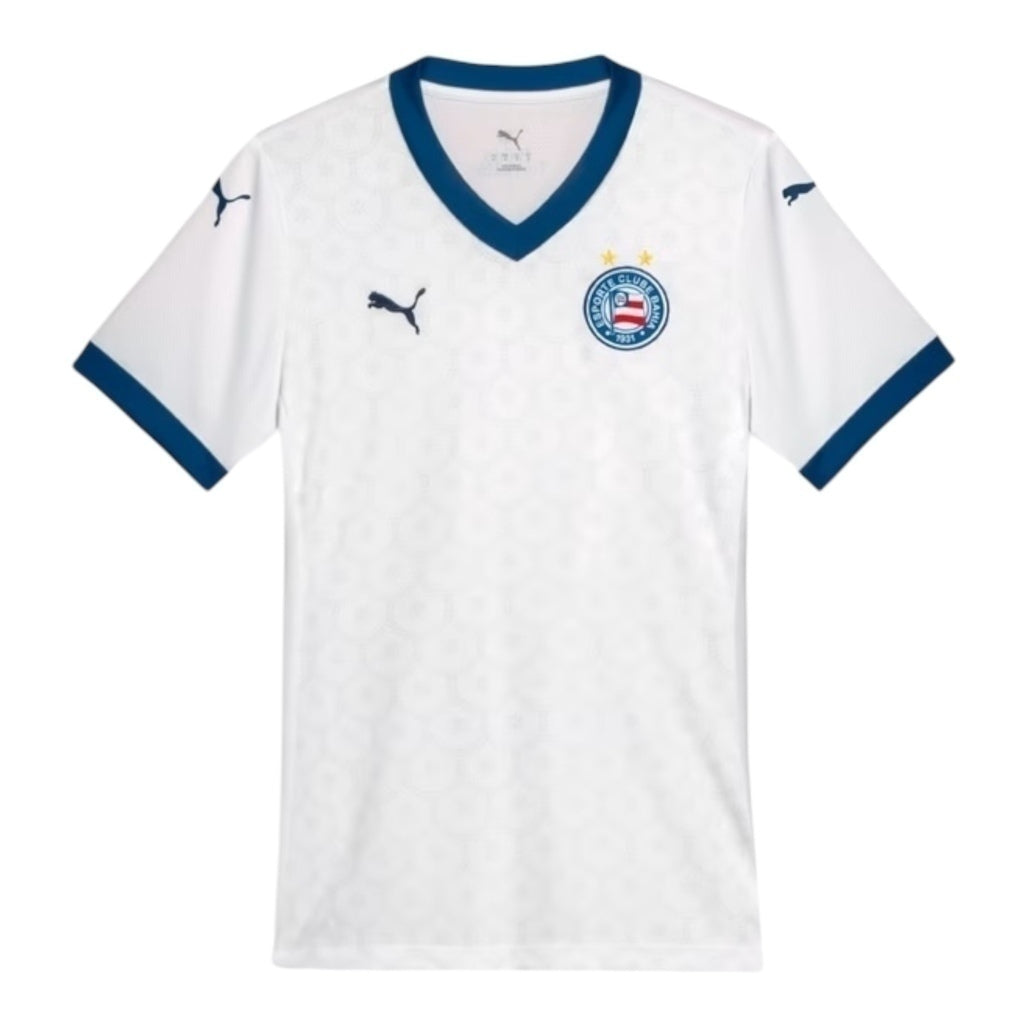 Camisa Inspirada Bahia I 25/26 - Torcedor Feminina - Branca com detalhes em azul Central das Camisas