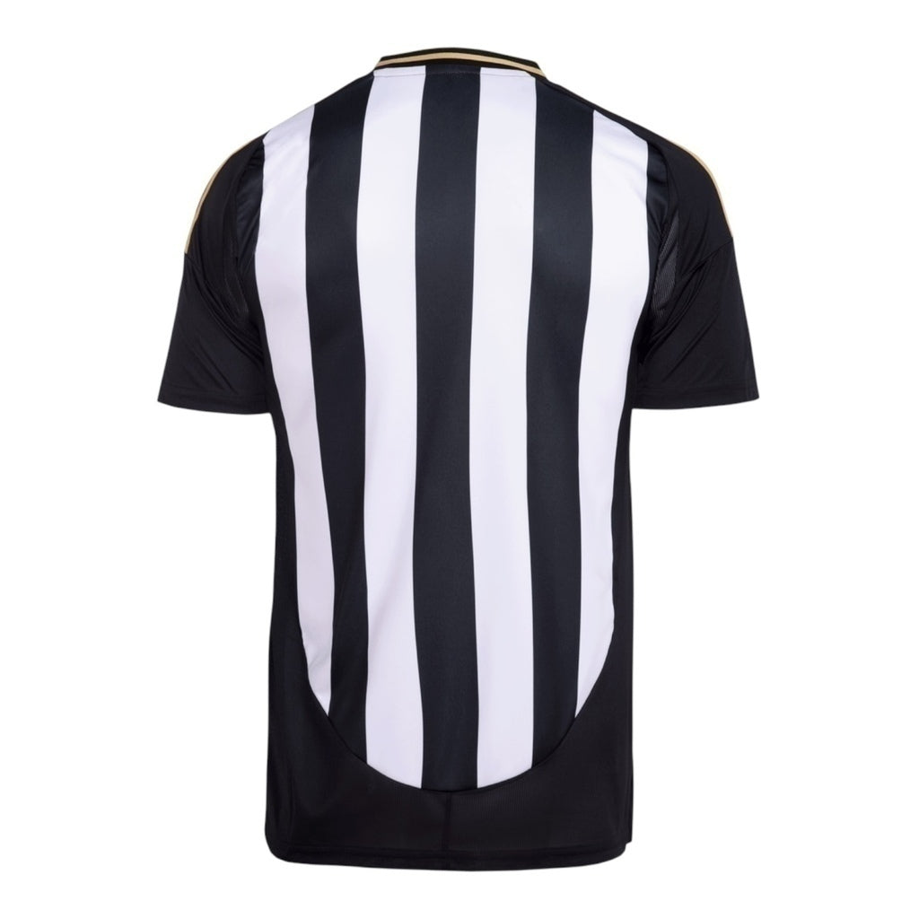 Camisa Atlético Mineiro I 25/26 - Torcedor Masculina - Preta com listras brancas com detalhes em amarelo e Com Patrocínio - Central das Camisas