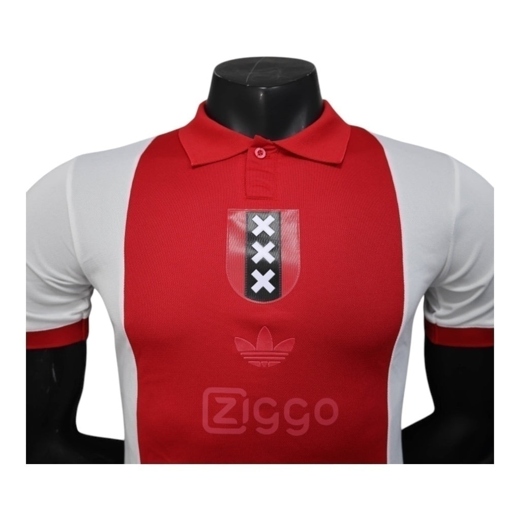 Camisa Inspirada Ajax Edição Aniversário 125 anos 25/26 - Jogador Masculina - Branca e vermelha Central das Camisas
