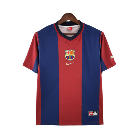 Camisa Barcelona Titular 98/99 - Azul e Vermelha