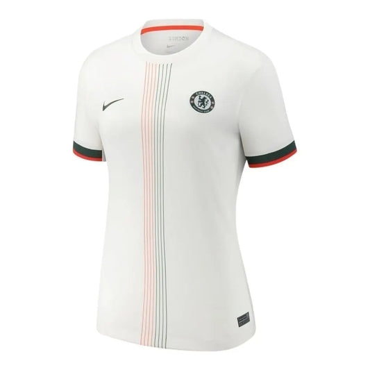 Camisa Inspirada Chelsea II 25/26 - Feminina - Branca com detalhes em verde e vermelho  Central das Camisas 