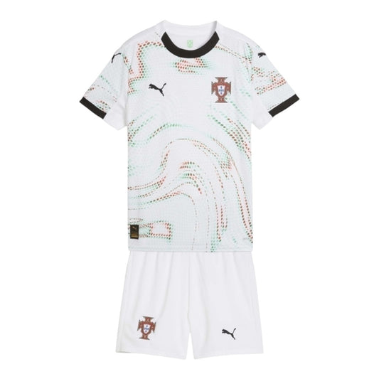 Kit Infantil Inspirado Seleção Portugal II 25/26 - Branco com detalhes em verde e vermelho  Central das Camisas 