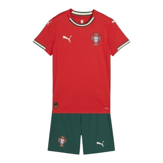 Kit Infantil Inspirado Seleção Portugal I 25/26 - Vermelho e verde  Central das Camisas 