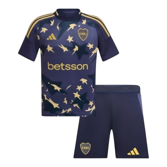 Kit Infantil Inspirado Boca Juniors III 25/26 - Azul com detalhes em amarelo  Central das Camisas 
