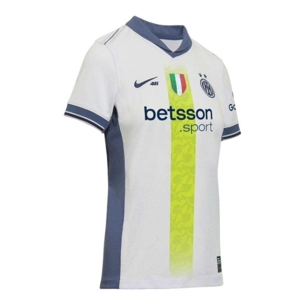 Camisa Inter de Milão Edição especial VR46 II 24/25 - Feminina - Branca com detalhes em azul - Central das Camisas