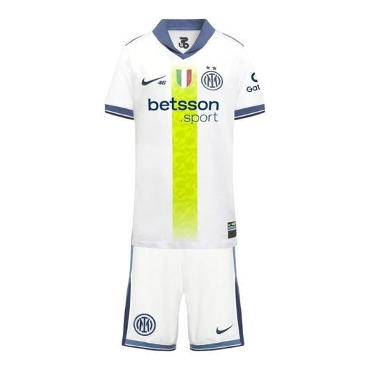 Kit Infantil Inspirado Inter de Milão Edição especial VR46 II 24/25 - Branco com detalhes em azul  Central das Camisas 