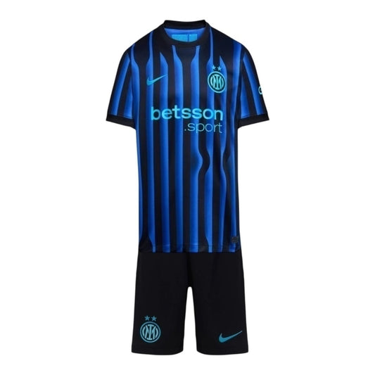 Kit Infantil Inter de Milão I 25/26- Azul e preto  Central das Camisas 
