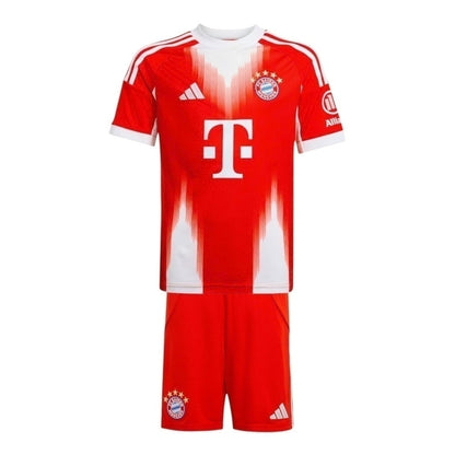 Kit Infantil Bayern de Munique I 25/26 - Vermelho com detalhes em branco - Central das Camisas