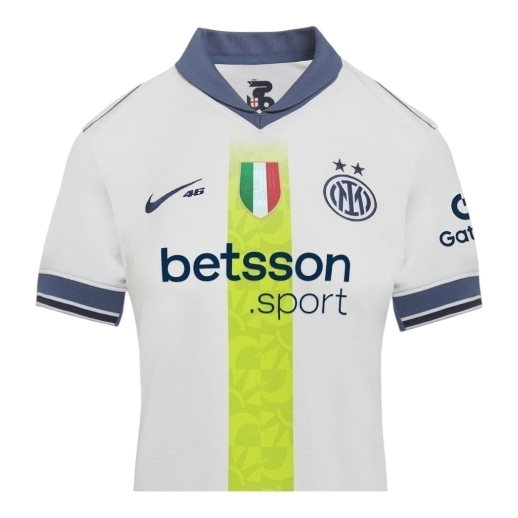 Camisa Inter de Milão Edição especial VR46 II 24/25 - Feminina - Branca com detalhes em azul - Central das Camisas