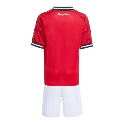 Kit Infantil Manchester United I 25/26 - Vermelho e branco - Central das Camisas