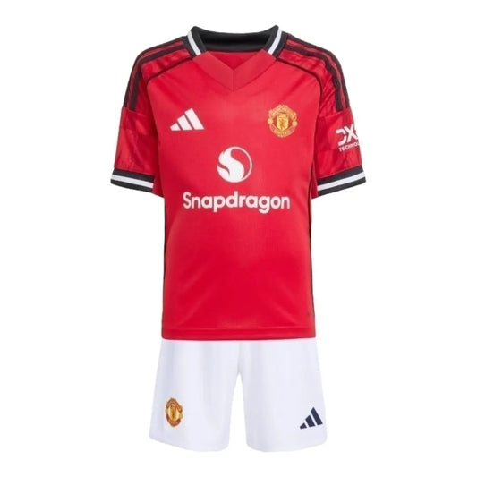 Kit Infantil Manchester United I 25/26 - Vermelho e branco  Central das Camisas 