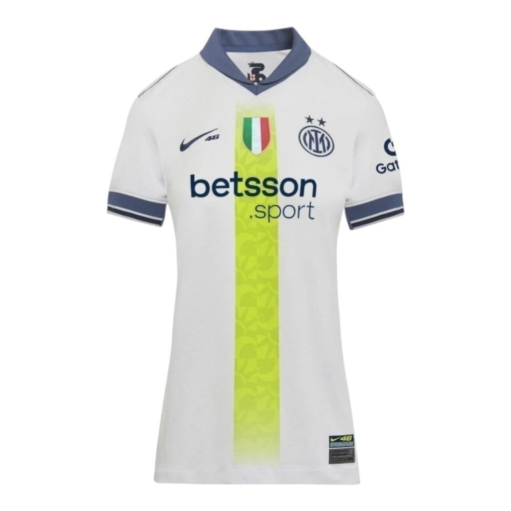 Camisa Inter de Milão Edição especial VR46 II 24/25 - Feminina - Branca com detalhes em azul - Central das Camisas