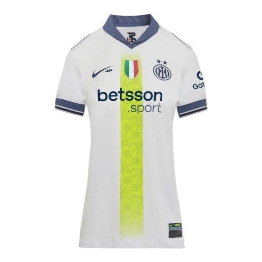 Camisa Inspirada Inter de Milão Edição especial VR46 II 24/25 - Feminina - Branca com detalhes em azul  Central das Camisas 