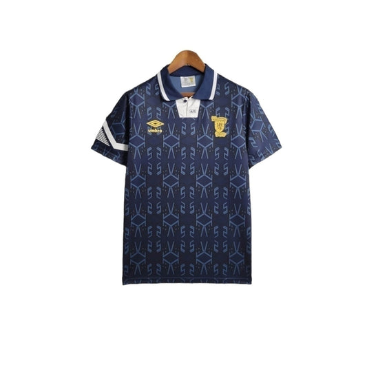 Camisa Escócia II 1992/1993 - Masculina - Azul com detalhes em branco - Central das Camisas