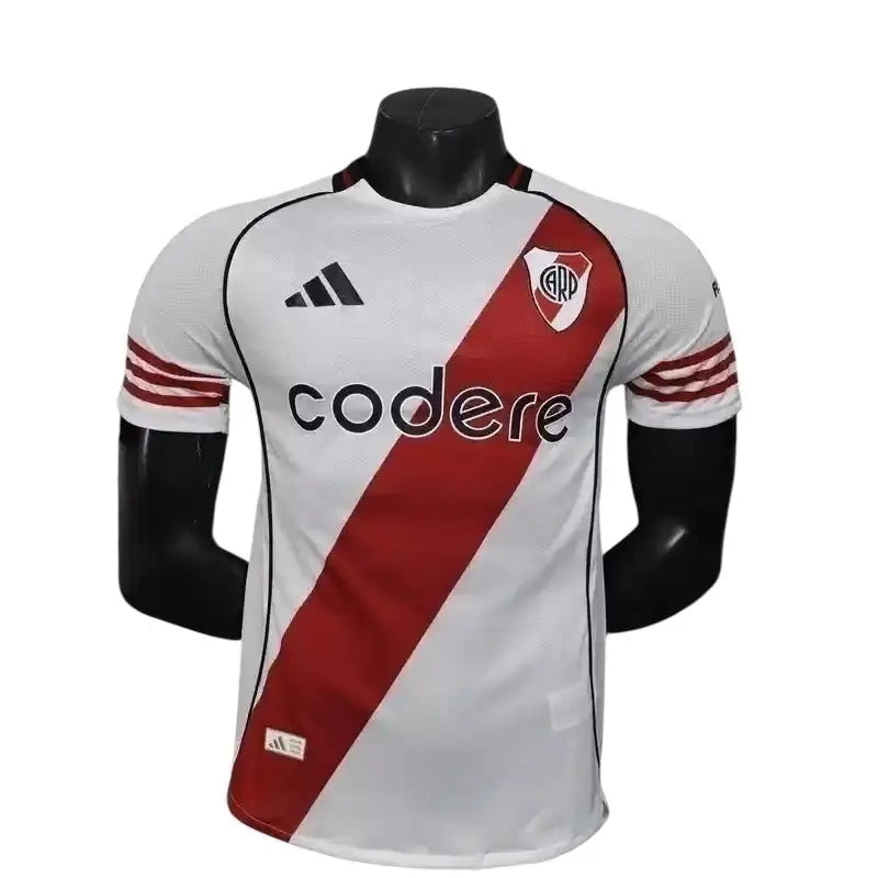 Camisa  River Plate I 25/26 - Jogador Masculina - Branca e vermelha - Central das Camisas