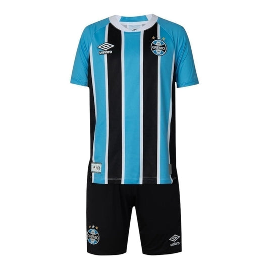Kit Infantil Inspirado Grêmio I 25/26 - Azul e preto  Central das Camisas 